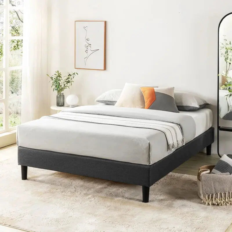 Kirwin Upholstered Metal Platform Bed Frame - Elegant and Durable Design-Allen Cozy Haven Store