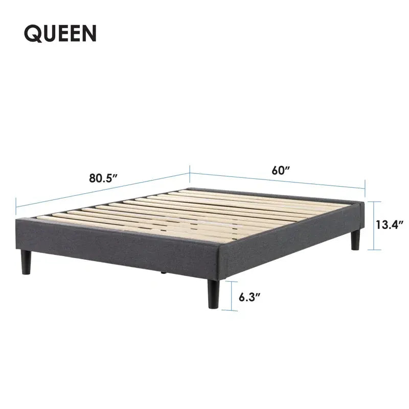 Kirwin Upholstered Metal Platform Bed Frame - Elegant and Durable Design-Allen Cozy Haven Store