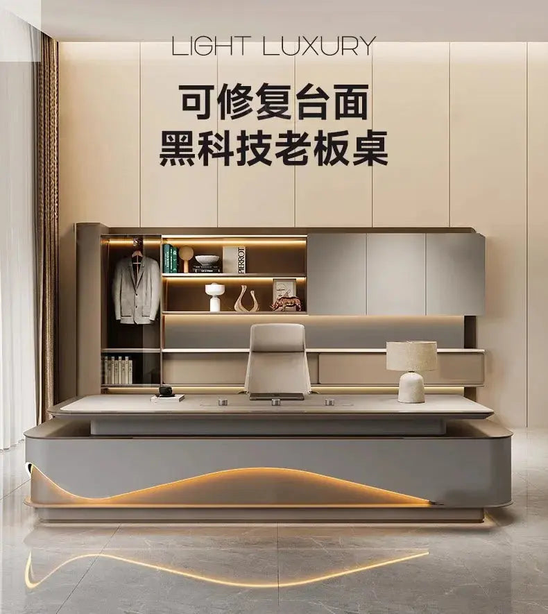 L Shaped Modern Office Desk Executive Work Luxury Conference Computer Desk Manager Reading Escritorio Oficina Modern Furniture Allen Cozy Haven Store