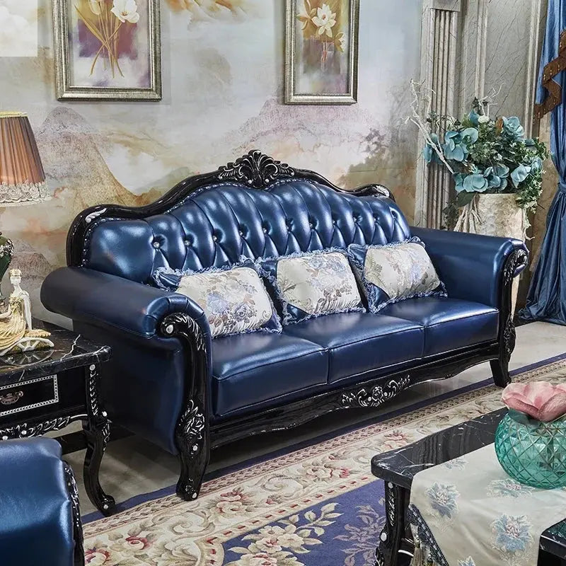 Leather Brown Living Room Sofa Set Luxury European Design Modern Style Sofa Full Set Nordic 3 Seater Canape Salon Home Furniture Allen Cozy Haven Store