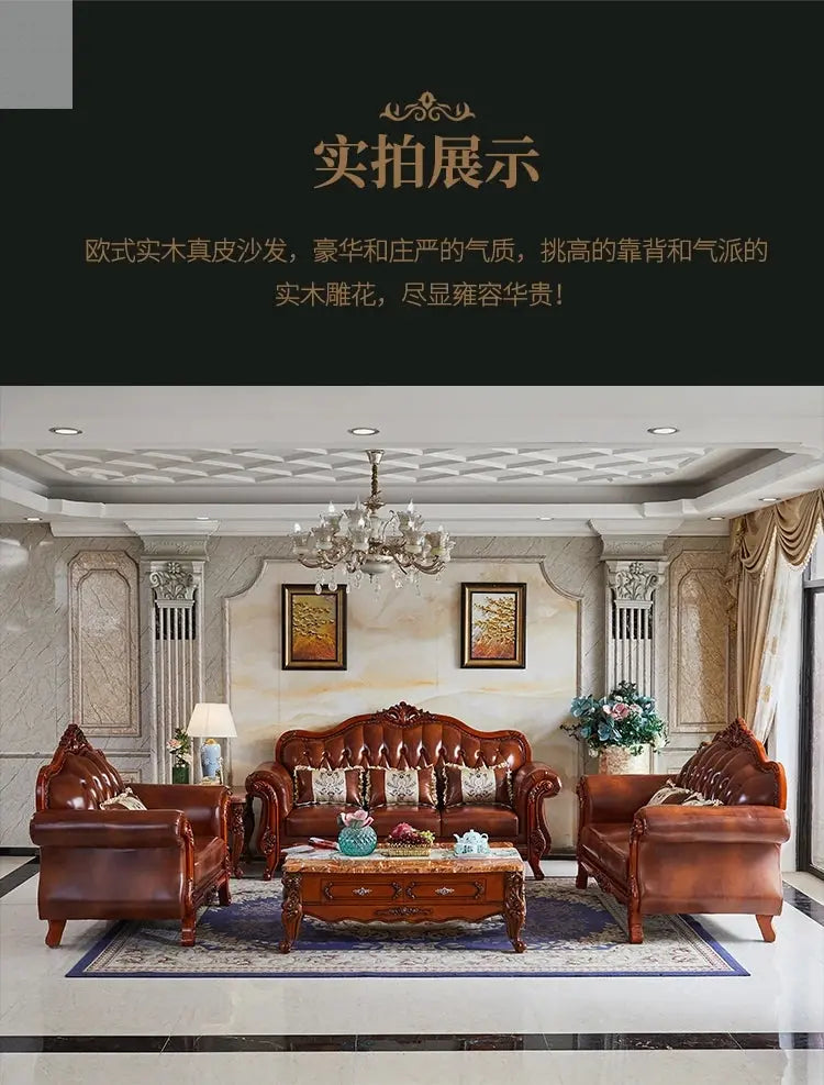 Leather Brown Living Room Sofa Set Luxury European Design Modern Style Sofa Full Set Nordic 3 Seater Canape Salon Home Furniture Allen Cozy Haven Store