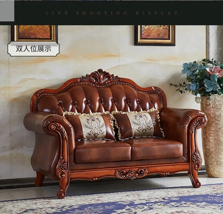 Leather Brown Living Room Sofa Set Luxury European Design Modern Style Sofa Full Set Nordic 3 Seater Canape Salon Home Furniture Allen Cozy Haven Store