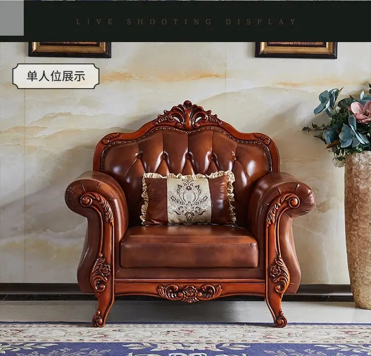 Leather Brown Living Room Sofa Set Luxury European Design Modern Style Sofa Full Set Nordic 3 Seater Canape Salon Home Furniture Allen Cozy Haven Store