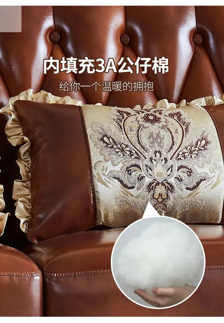 Leather Brown Living Room Sofa Set Luxury European Design Modern Style Sofa Full Set Nordic 3 Seater Canape Salon Home Furniture Allen Cozy Haven Store