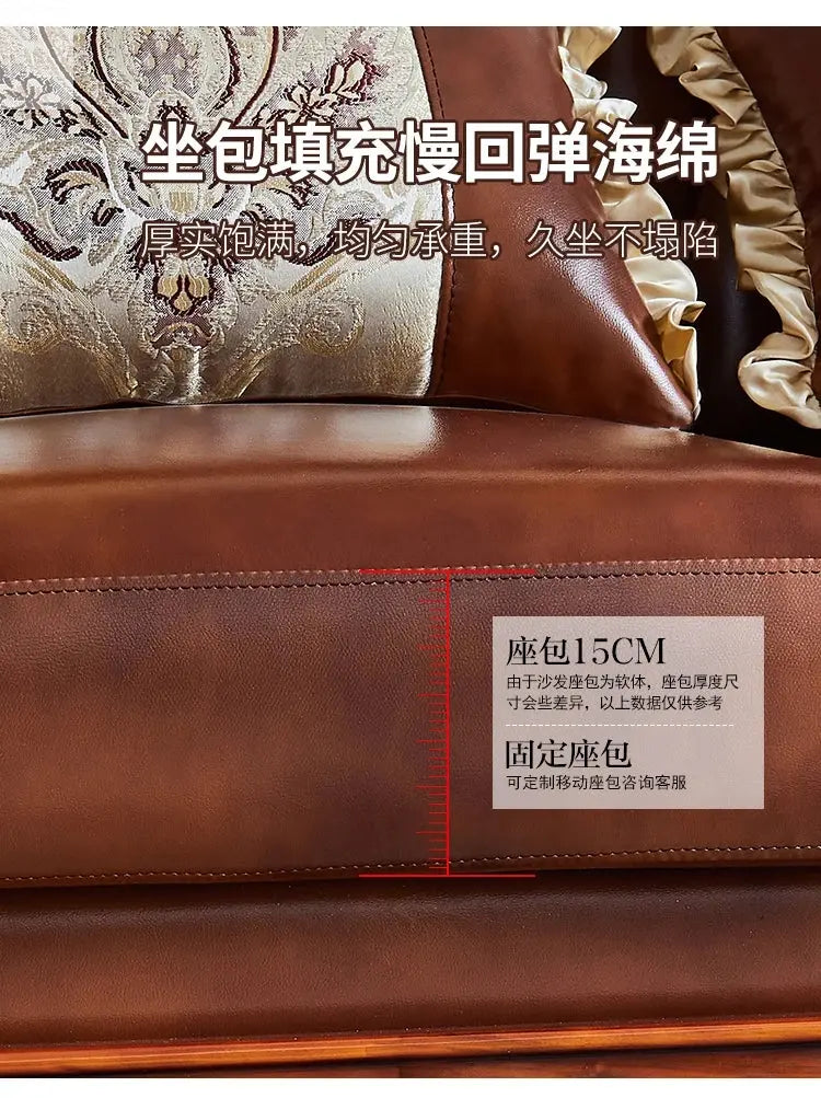 Leather Brown Living Room Sofa Set Luxury European Design Modern Style Sofa Full Set Nordic 3 Seater Canape Salon Home Furniture Allen Cozy Haven Store