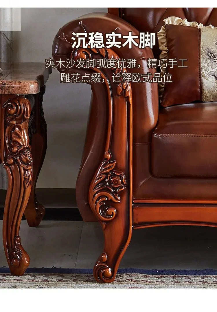 Leather Brown Living Room Sofa Set Luxury European Design Modern Style Sofa Full Set Nordic 3 Seater Canape Salon Home Furniture Allen Cozy Haven Store