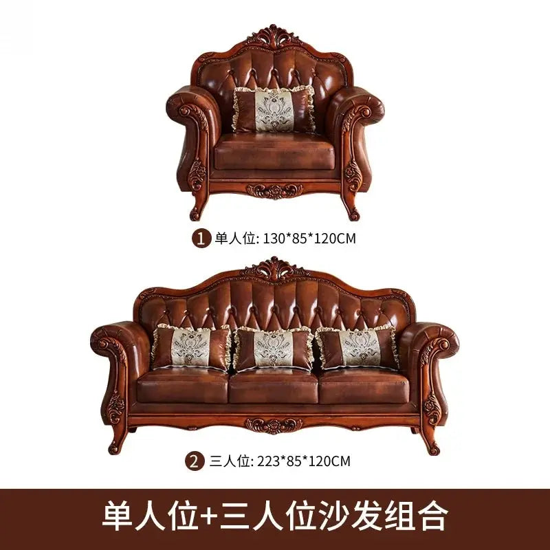 Leather Brown Living Room Sofa Set Luxury European Design Modern Style Sofa Full Set Nordic 3 Seater Canape Salon Home Furniture Allen Cozy Haven Store