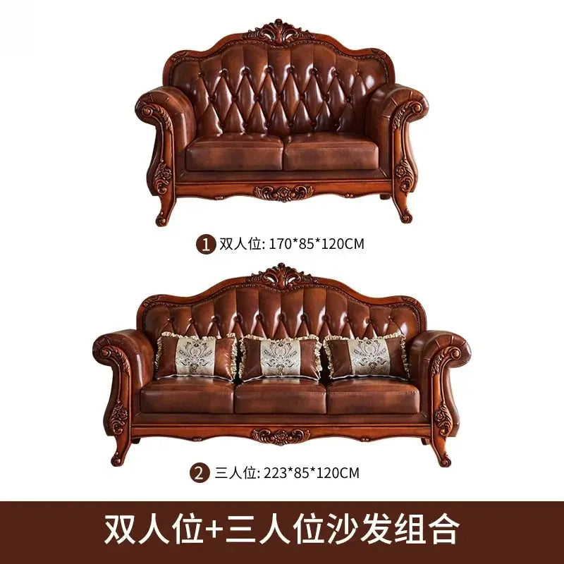 Leather Brown Living Room Sofa Set Luxury European Design Modern Style Sofa Full Set Nordic 3 Seater Canape Salon Home Furniture Allen Cozy Haven Store