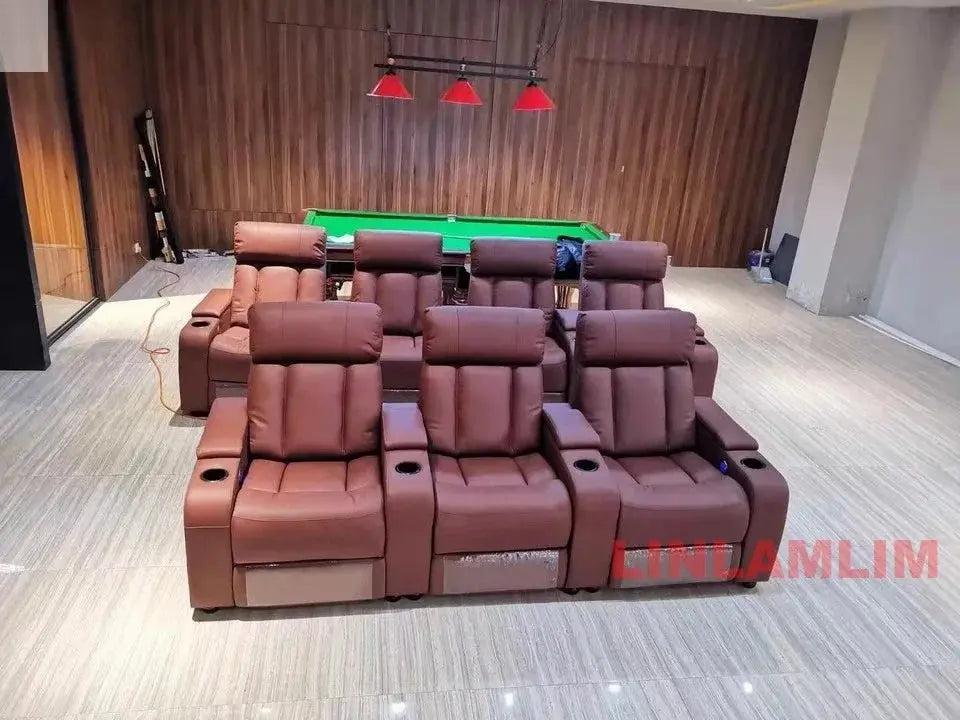 MINGDIBAO Luxury Electric Recliner Cinema Chair with Cup Holder, Genuine Leather Upholstery, LED Lighting – Home Theater Seating Allen Cozy Haven Store