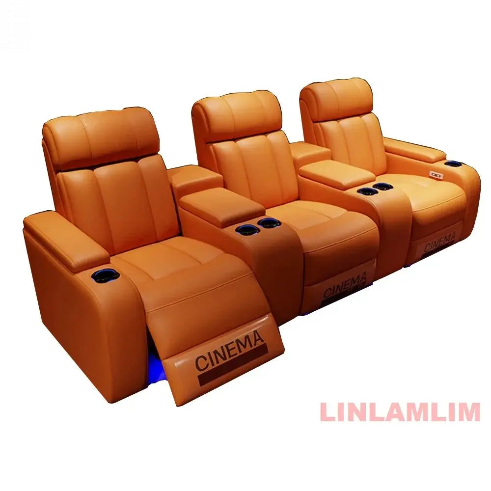 MINGDIBAO Luxury Electric Recliner Cinema Chair with Cup Holder, Genuine Leather Upholstery, LED Lighting – Home Theater Seating Allen Cozy Haven Store