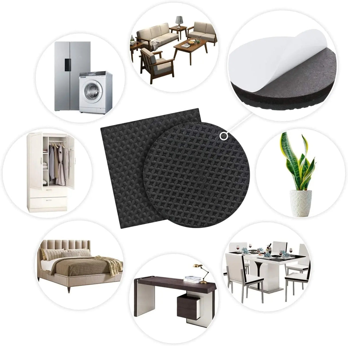 Non-Slip Furniture Pads - 16 Pack, 3-Inch Self-Adhesive Rubber Grippers for Furniture Legs, Anti-Skid Protectors for Hardwood Floors-Allen Cozy Haven Store