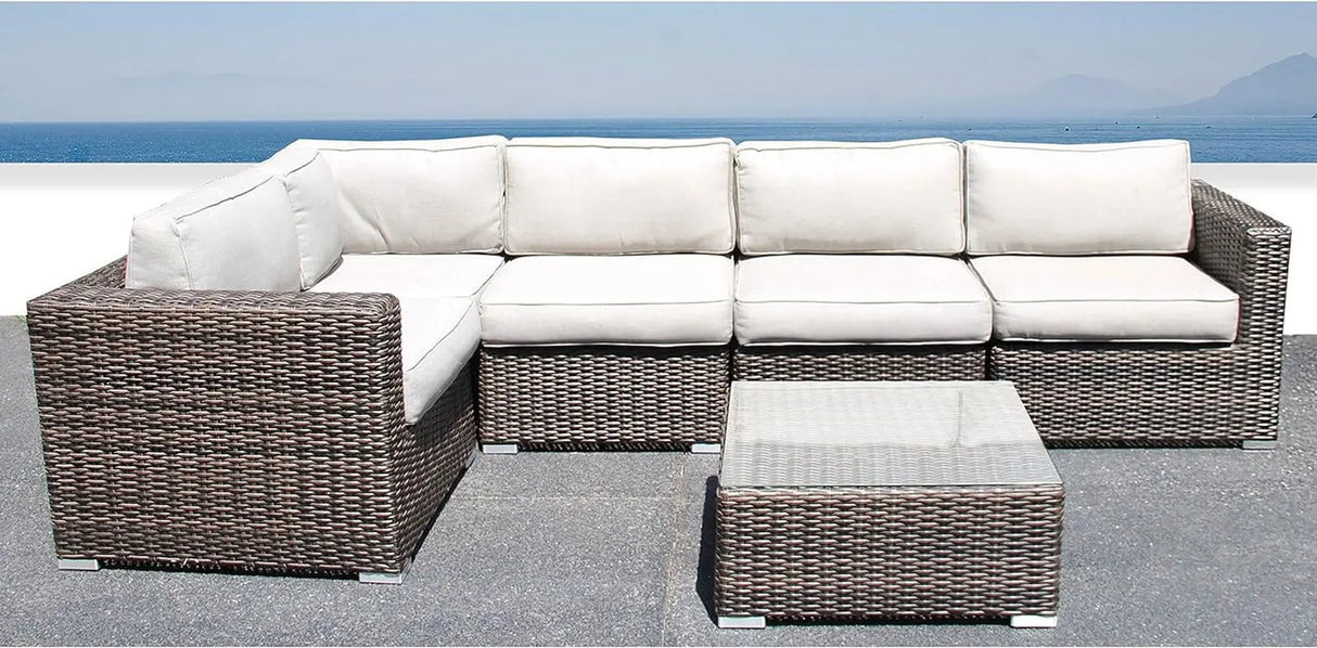Outdoor Wicker Sectional Sofa Set for Patio and Garden (Brown)-Allen Cozy Haven Store