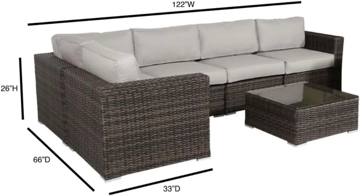 Outdoor Wicker Sectional Sofa Set for Patio and Garden (Brown)-Allen Cozy Haven Store