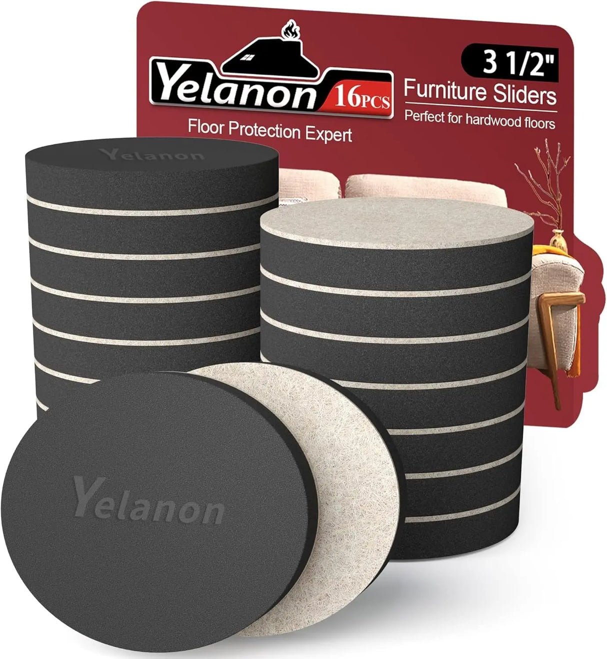 Premium 16-Piece Heavy-Duty Furniture Sliders - 3.5” Square Brown Pads for Carpet Protection and Easy Moving-Allen Cozy Haven Store