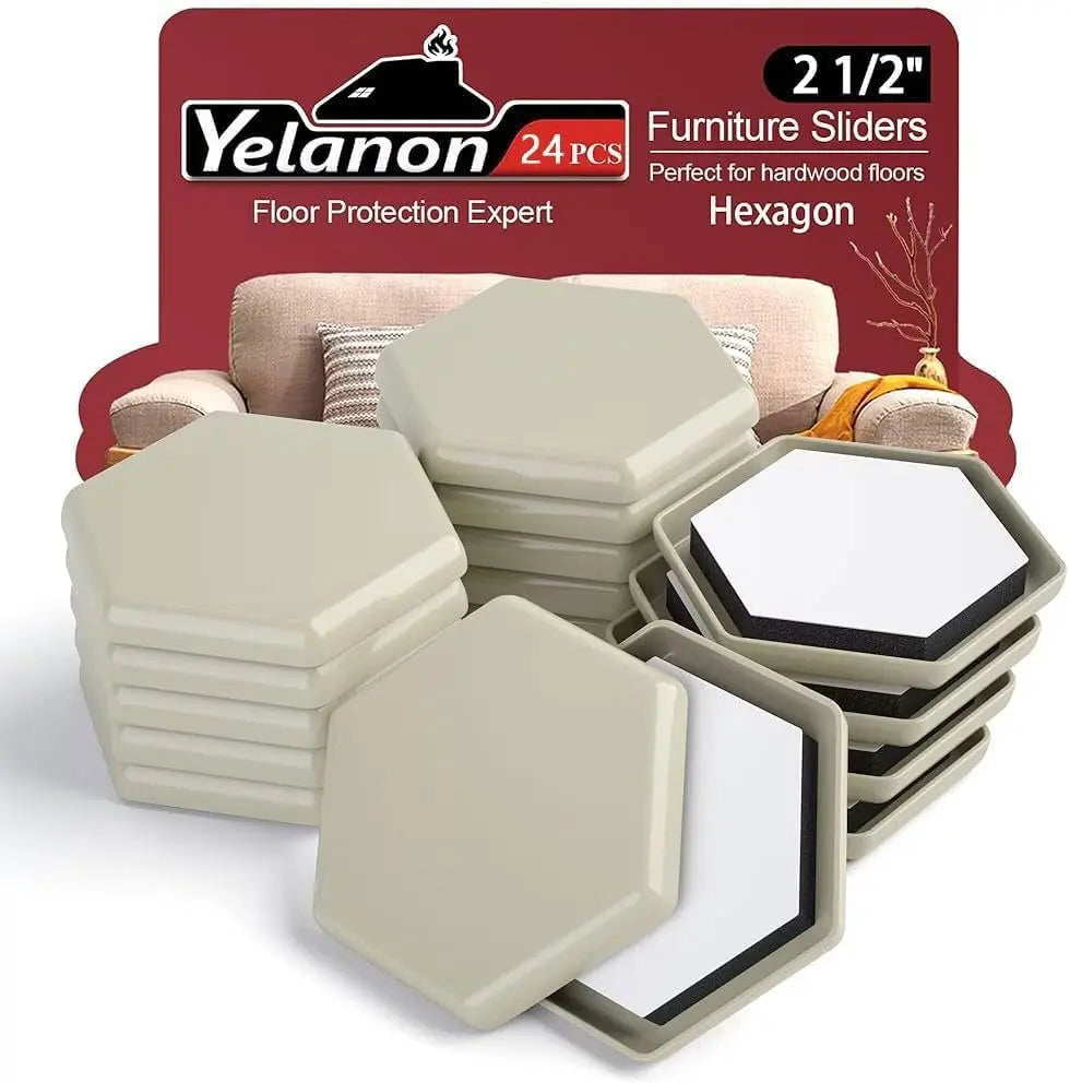 Premium 16-Piece Heavy-Duty Furniture Sliders - 3.5” Square Brown Pads for Carpet Protection and Easy Moving-Allen Cozy Haven Store