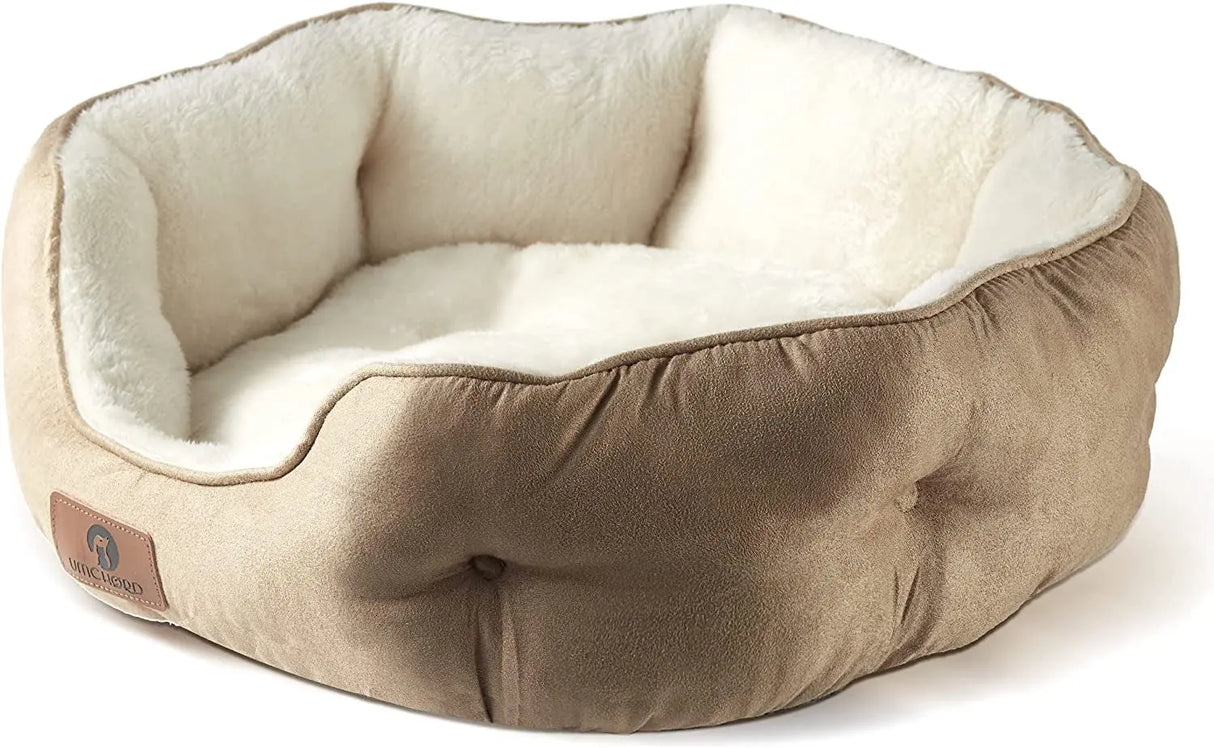 Premium 20-Inch Small Dog and Cat Bed - Extra Soft, Machine Washable, Anti-Slip, and Water-Resistant Oxford Base - Brown-Allen Cozy Haven Store