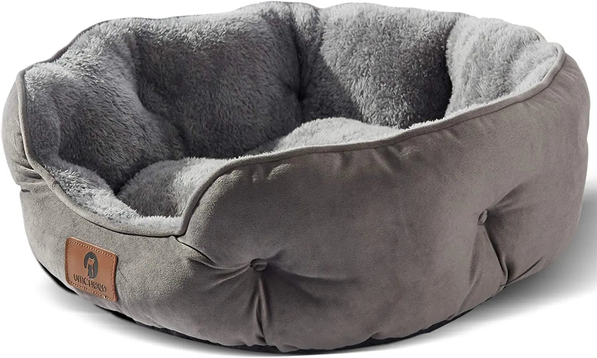 Premium 20-Inch Small Dog and Cat Bed - Extra Soft, Machine Washable, Anti-Slip, and Water-Resistant Oxford Base - Brown-Allen Cozy Haven Store