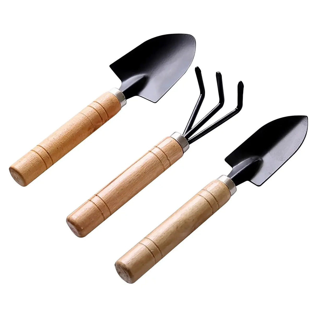 Professional 3-Piece Gardening Tools Set with Non-Slip Wooden Grip - Includes Transplant Trowel, Cultivator, and Hand Rake for Outdoor Gardening-Allen Cozy Haven Store