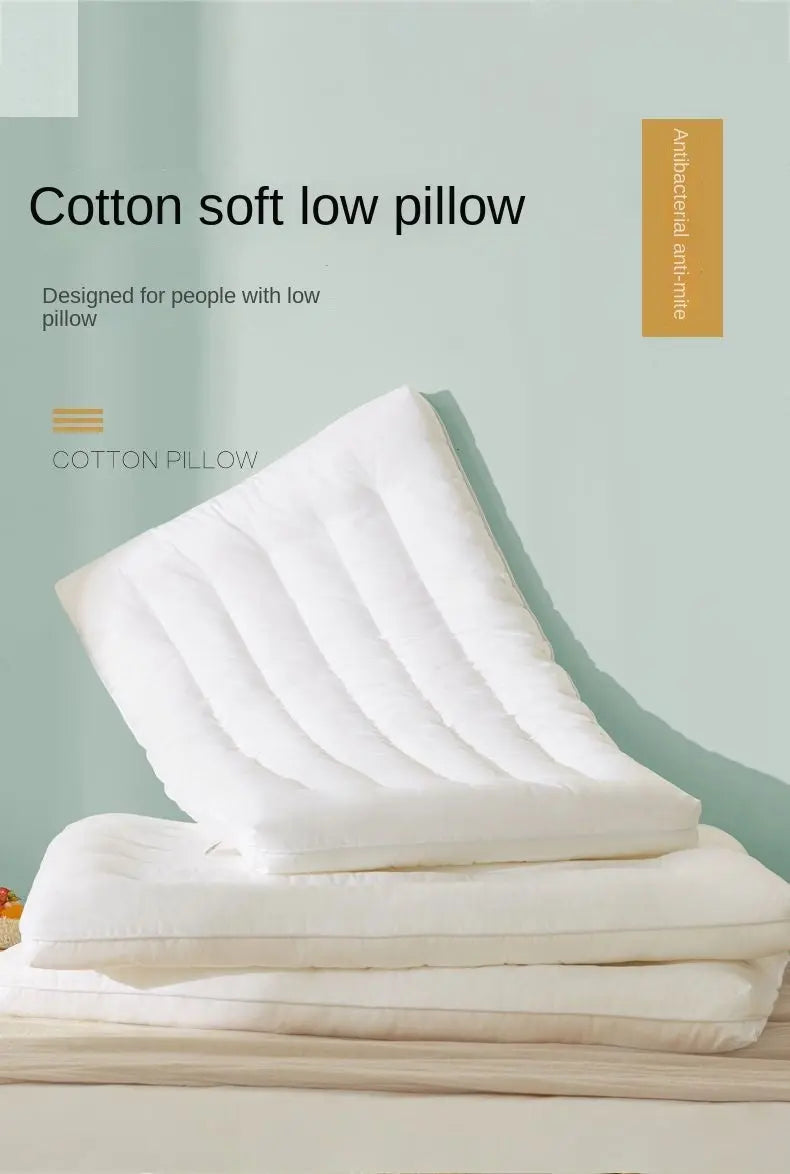 Pure Cotton Low Loft Pillow Cervical Support Adult Male and Female Students Single Soft Ultra-Thin Girl's Low Flat Pillow Inner Allen Cozy Haven Store