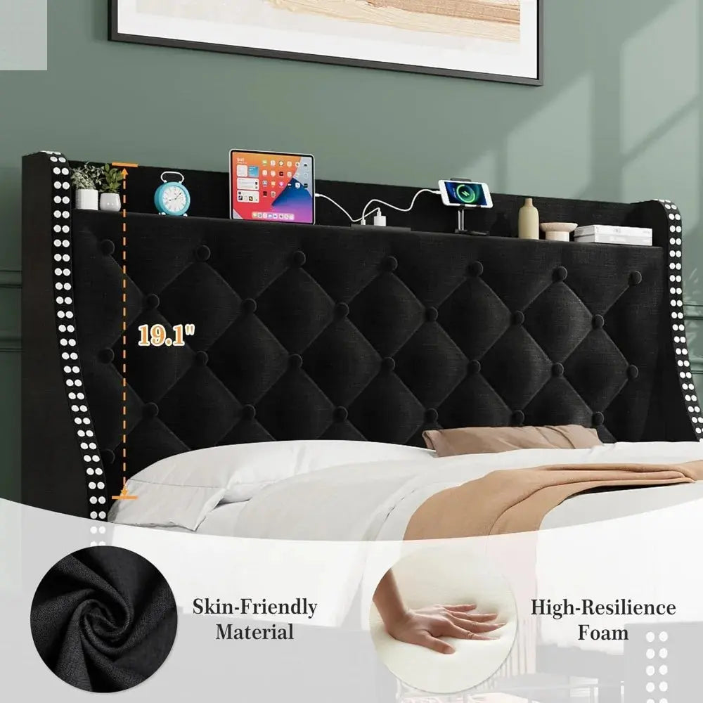 Queen Bed Frame with Storage Drawers & Charging Hub Allen Cozy Haven Store