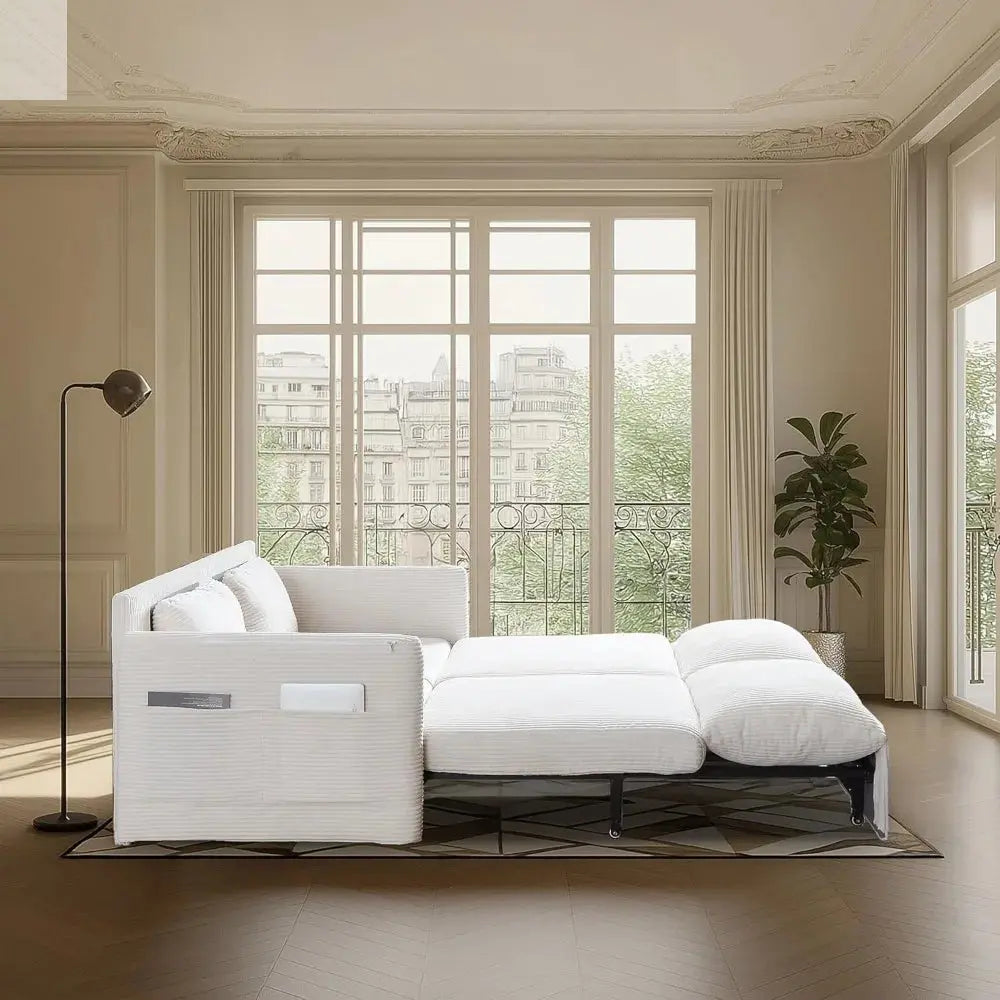 Queen Size Convertible Sofa Bed with Storage and Arm Pillows for Living Room Allen Cozy Haven Store