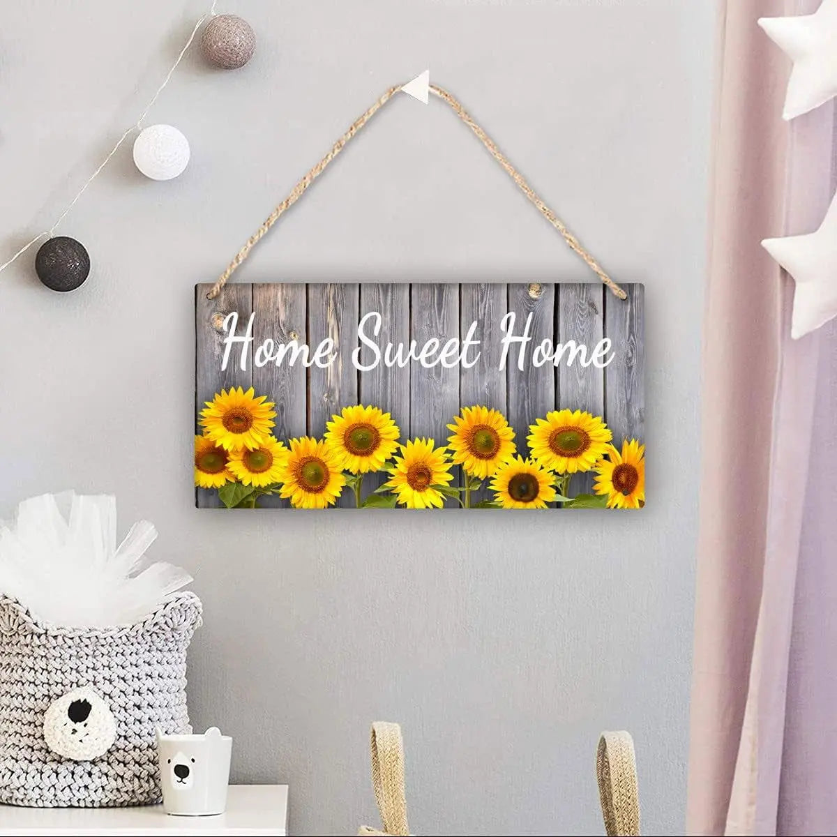 Rustic Wooden Sunflower Design Decor - 6x12 Inch Decorative Plaque for Home and Kitchen-Allen Cozy Haven Store