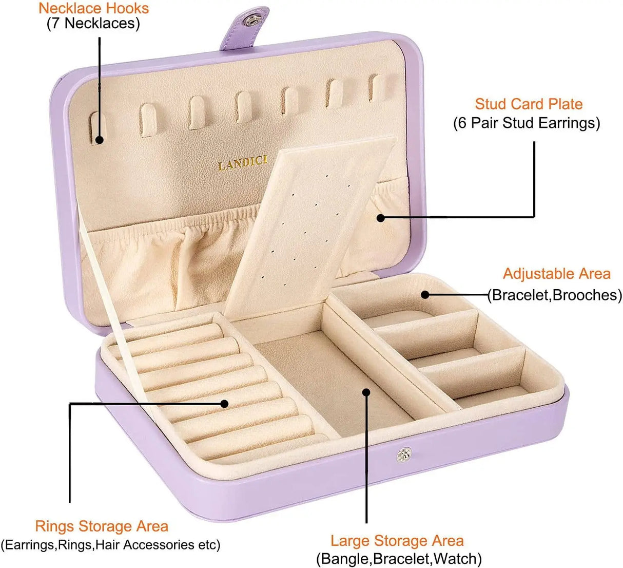 Elegant Lavender PU Leather Jewelry Organizer Case for Women and Girls-Allen Cozy Haven Store