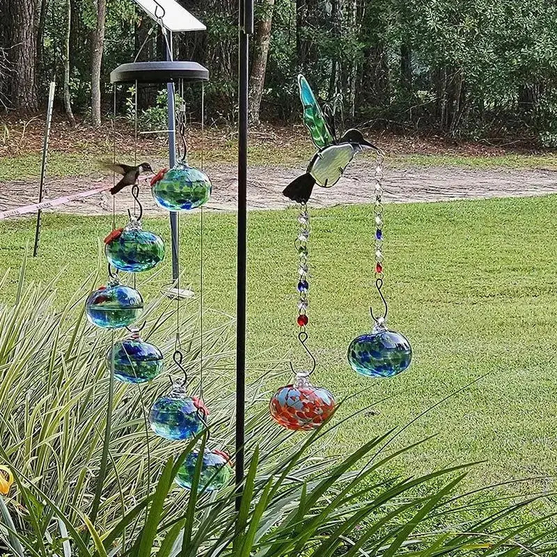 Sophisticated Glass Hummingbird Feeders and Wind Chimes for Outdoor Garden and Backyard Aesthetics-Allen Cozy Haven Store