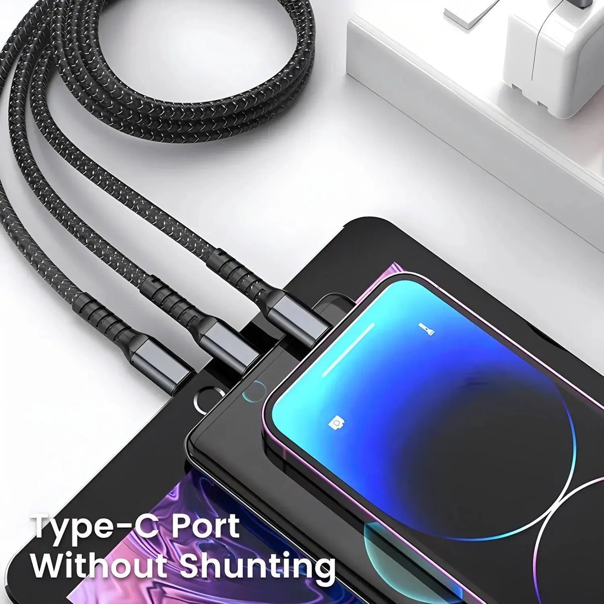 Transparent Luminous 3-in-1 Super Fast Charging Cable Compatible with iPhone 15/14/13, Type-C, and Micro USB-Allen Cozy Haven Store