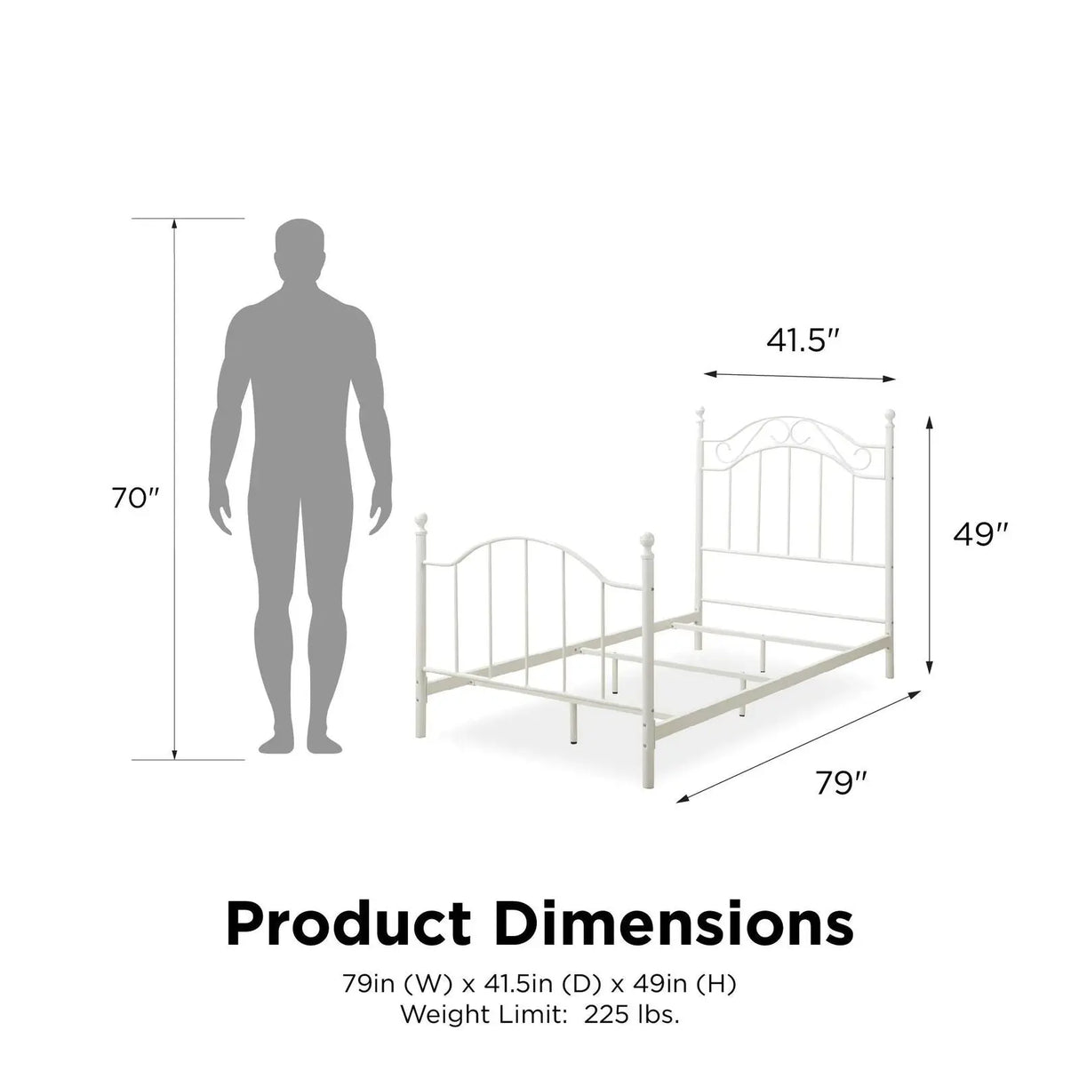 Twin Size White Metal Bed Frame for Bedroom Furniture-Allen Cozy Haven Store