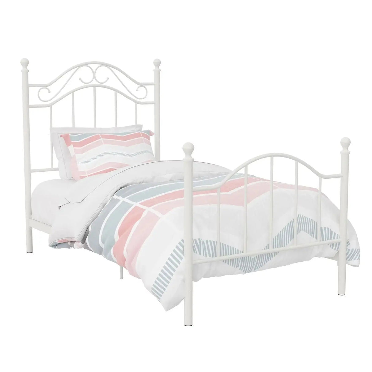 Twin Size White Metal Bed Frame for Bedroom Furniture-Allen Cozy Haven Store