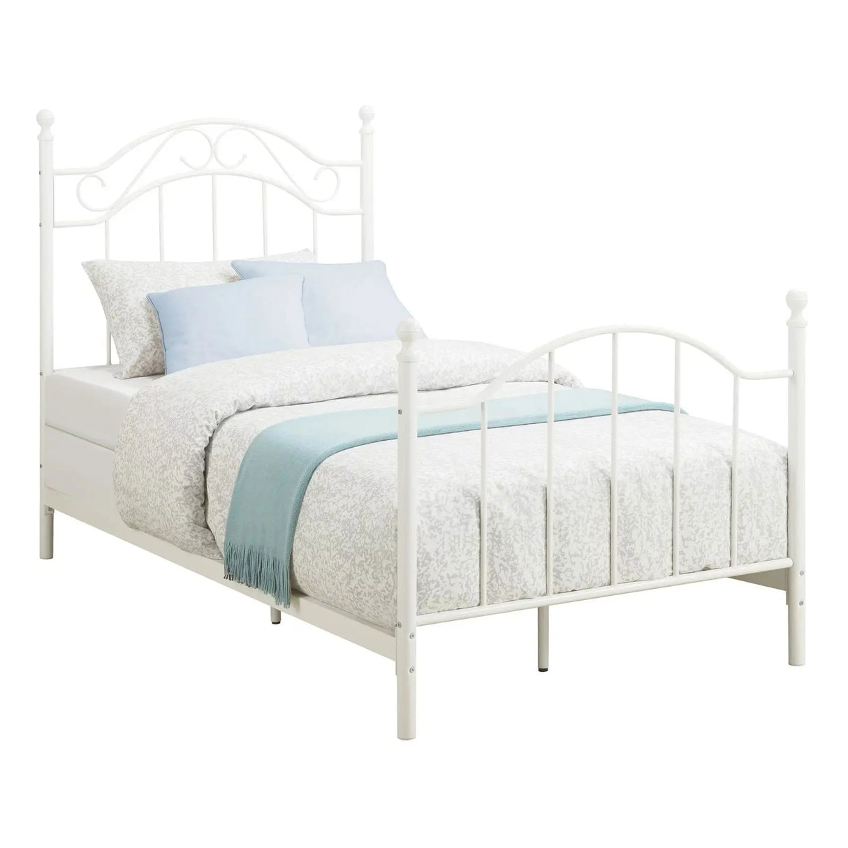 Twin Size White Metal Bed Frame for Bedroom Furniture-Allen Cozy Haven Store