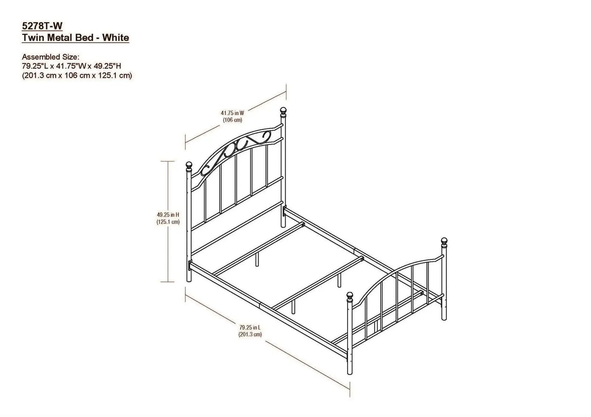 Twin Size White Metal Bed Frame for Bedroom Furniture-Allen Cozy Haven Store