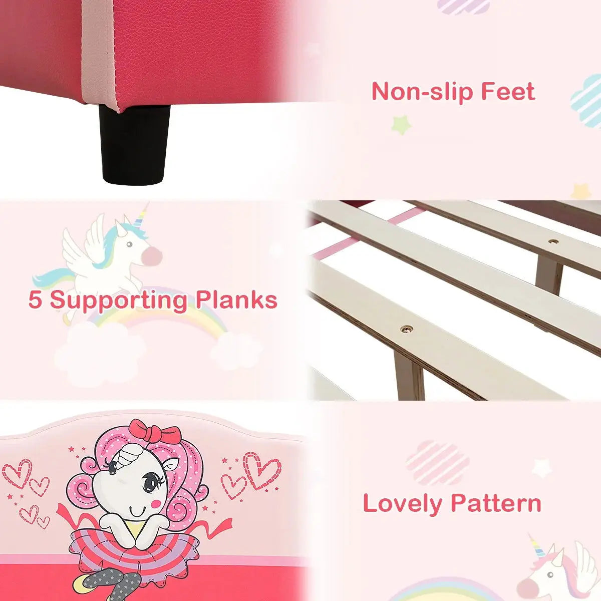 Upholstered Toddler Bed for Girls - Stylish Bedroom Furniture for Children-Allen Cozy Haven Store