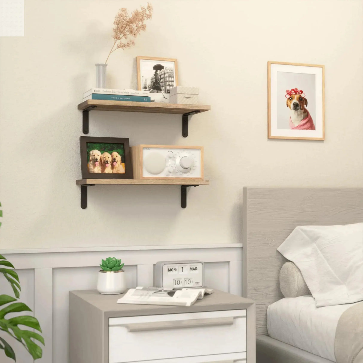 Wood Floating Shelves Set of 2 Farmhouse Style Shelf for Wall Decor Bedroom Bathroom Storage Shelves Living Room Book Shelves Allen Cozy Haven Store