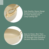 15 Piece Pots and Pans Heavy Duty Aluminum Premium PFA Free Ceramic Nonstick Dutch Oven Pot with Lid - Almond Cream w/Gold Handl Allen Cozy Haven Store