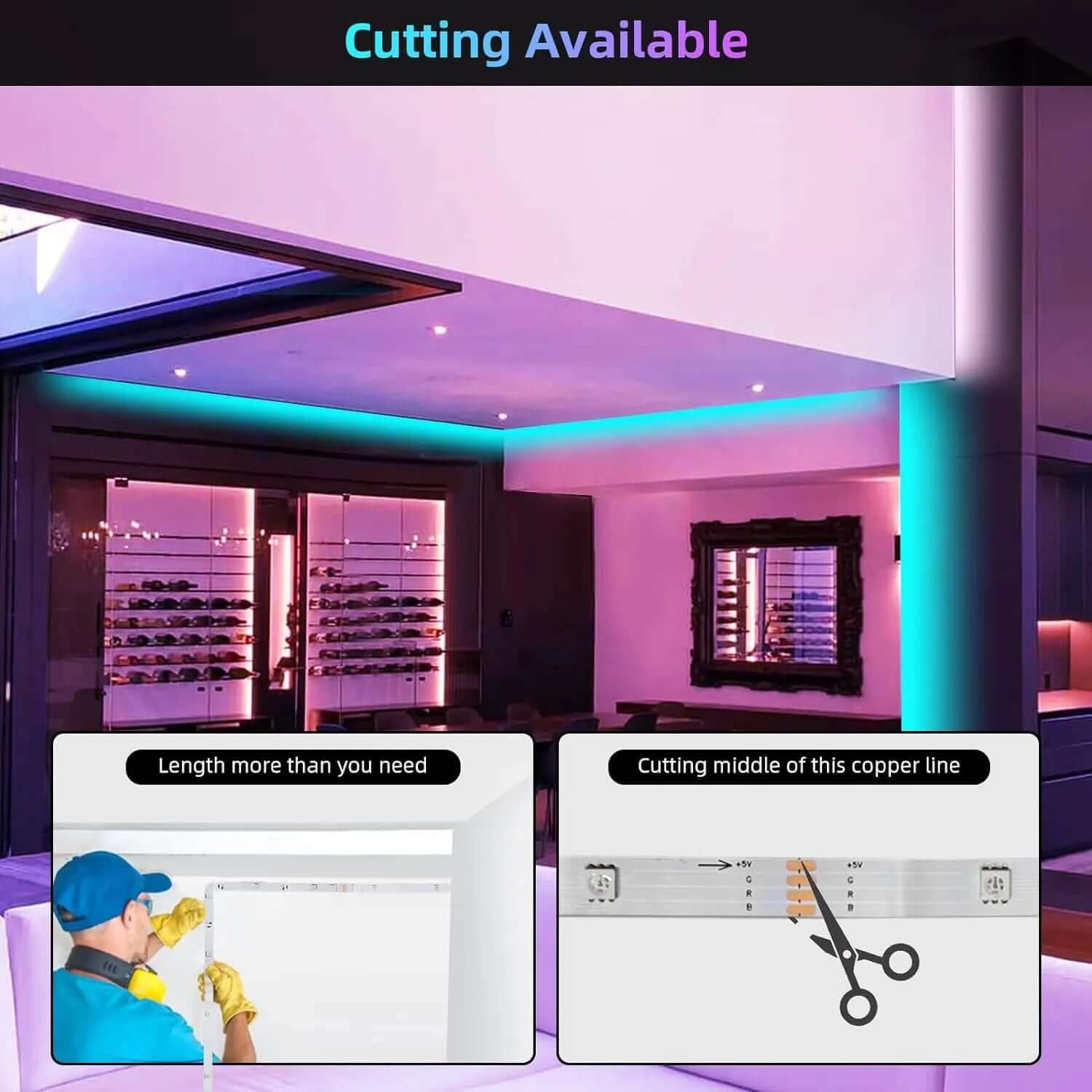 150ft Smart RGB LED Strip Lights with Music Synchronization and 40-Key Remote Control, Mobile Device Compatible for Bedroom Ambiance-Allen Cozy Haven Store