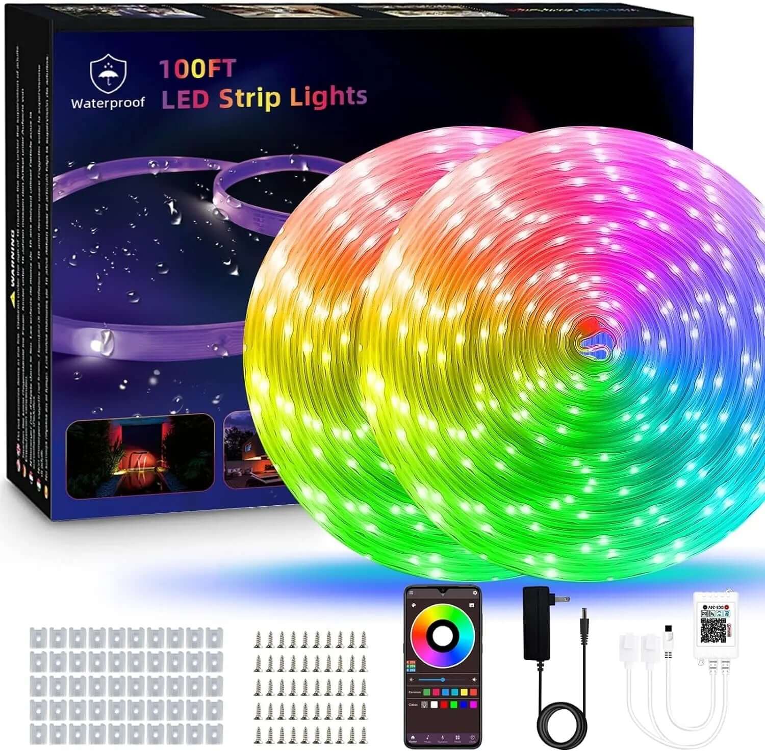 150ft Smart RGB LED Strip Lights with Music Synchronization and 40-Key Remote Control, Mobile Device Compatible for Bedroom Ambiance-Allen Cozy Haven Store