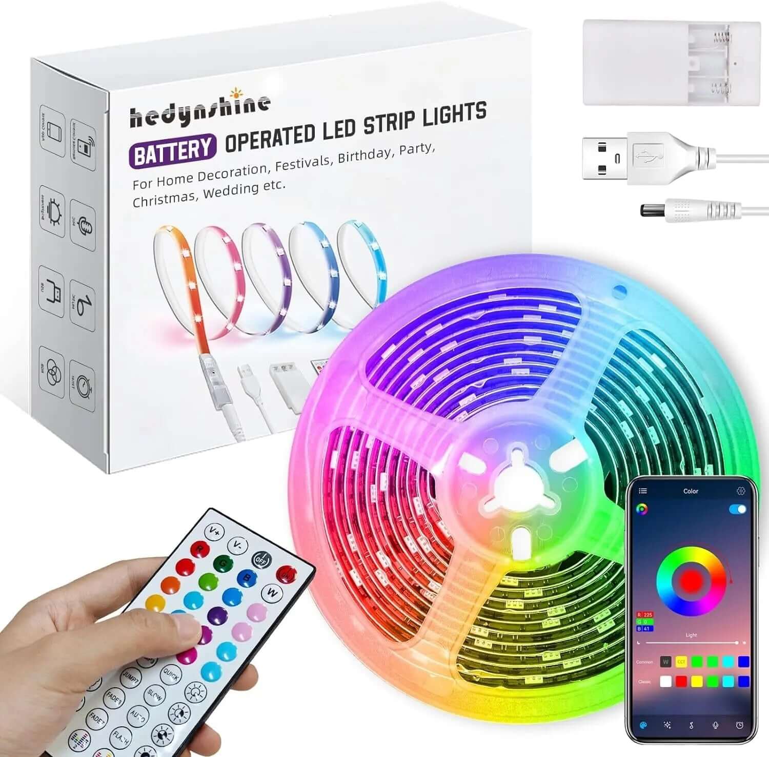 150ft Smart RGB LED Strip Lights with Music Synchronization and 40-Key Remote Control, Mobile Device Compatible for Bedroom Ambiance-Allen Cozy Haven Store
