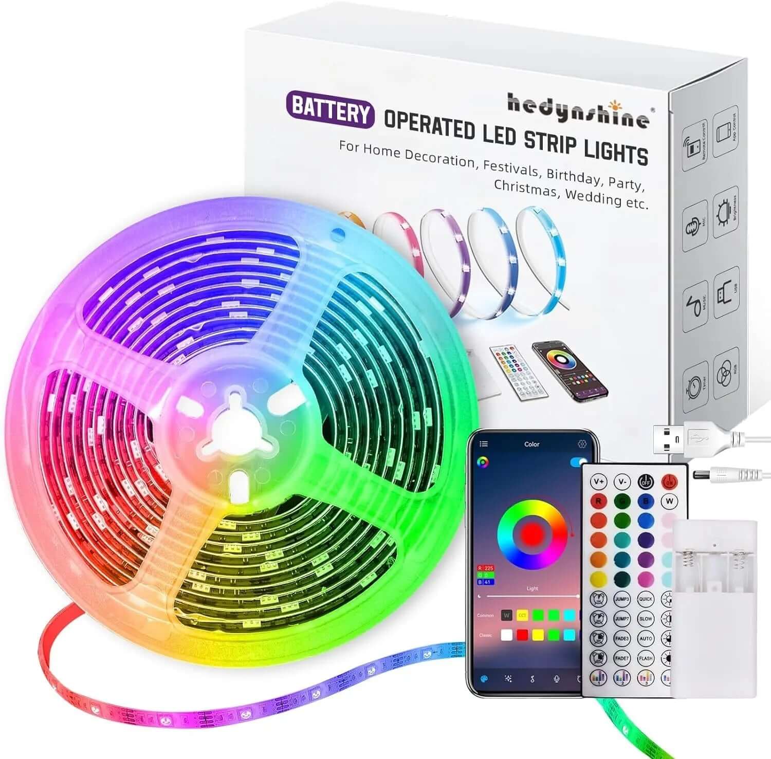 150ft Smart RGB LED Strip Lights with Music Synchronization and 40-Key Remote Control, Mobile Device Compatible for Bedroom Ambiance-Allen Cozy Haven Store