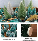 18-Piece Set of Miniature Artificial Pine Christmas Trees with Wood Base - Bottle Brush Snow Trees for Winter Table Decorations and Crafting-Allen Cozy Haven Store