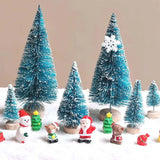 18-Piece Set of Miniature Artificial Pine Christmas Trees with Wood Base - Bottle Brush Snow Trees for Winter Table Decorations and Crafting-Allen Cozy Haven Store