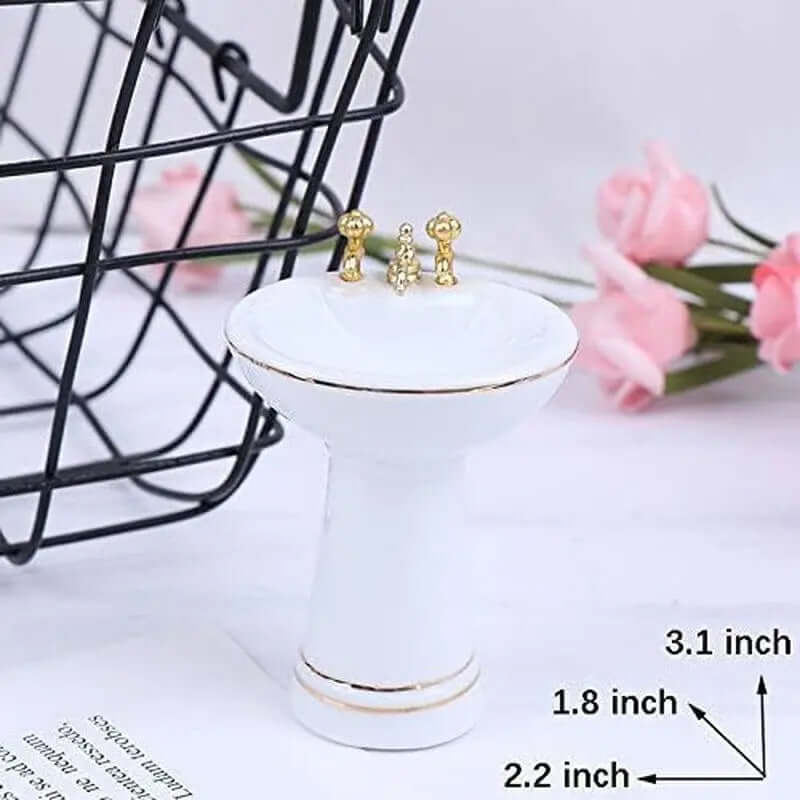 1:12 Scale Miniature Ceramic Bathroom Furniture Set - Ideal Accessories for Miniature Homes and Gifts-Allen Cozy Haven Store