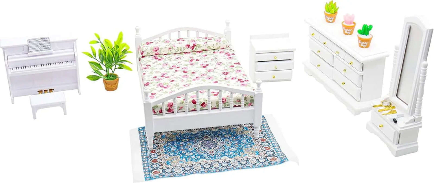 1:12 Scale Miniature Ceramic Bathroom Furniture Set - Ideal Accessories for Miniature Homes and Gifts-Allen Cozy Haven Store