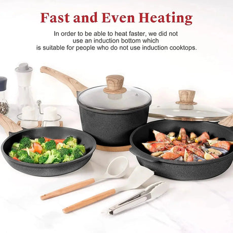 20-Piece Nonstick Granite Cookware Set of Pots and Pans for Kitchen Cooking-Allen Cozy Haven Store