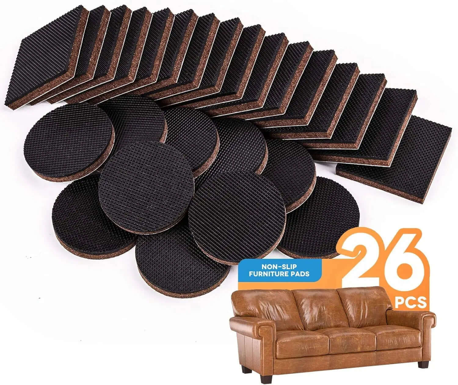 26-Piece Non-Slip Rubber Furniture Pads - Self-Adhesive Anti-Skid Protectors for Wood Floors and Furniture Stability-Allen Cozy Haven Store