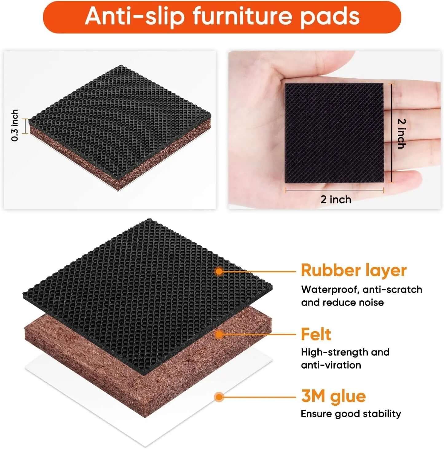 26-Piece Non-Slip Rubber Furniture Pads - Self-Adhesive Anti-Skid Protectors for Wood Floors and Furniture Stability-Allen Cozy Haven Store