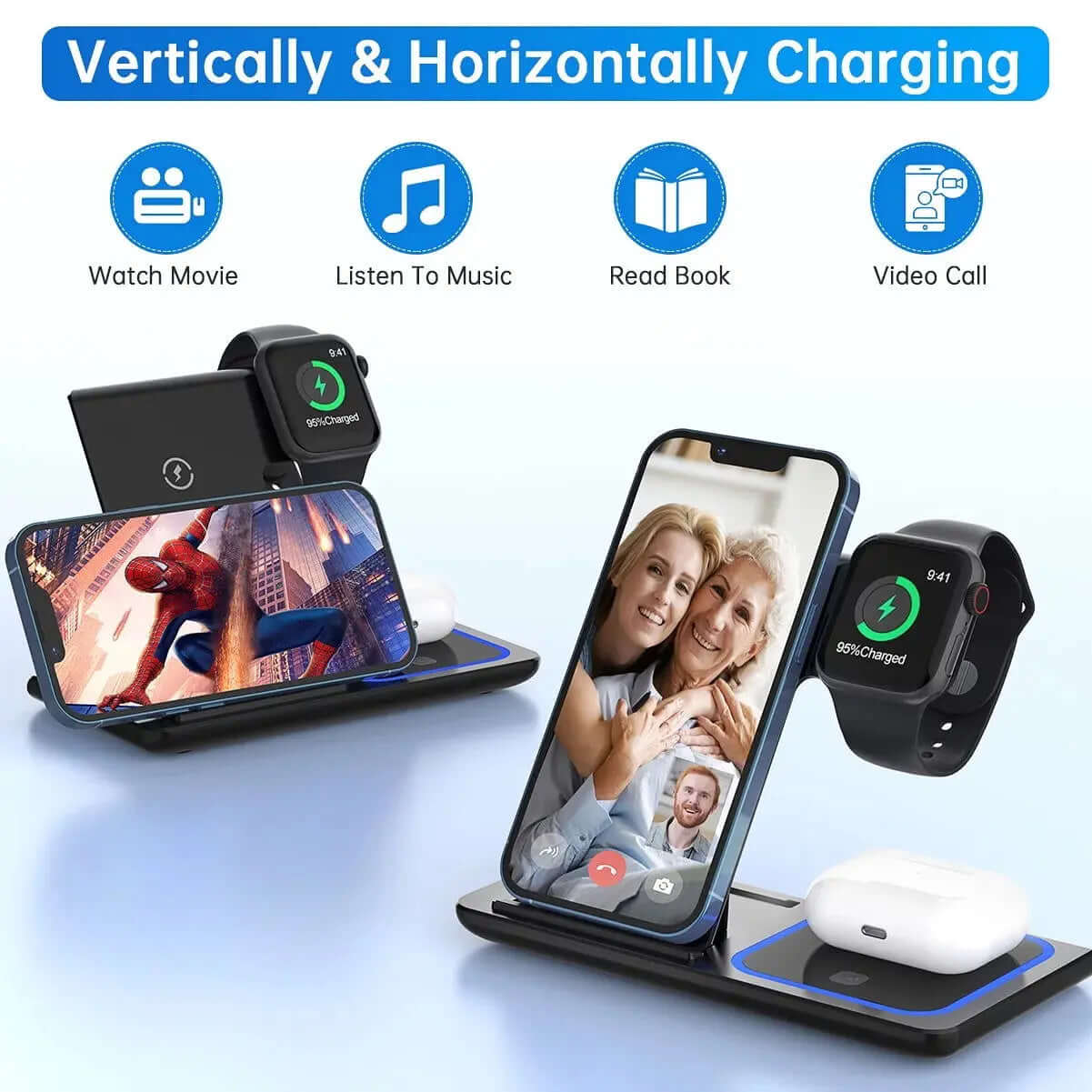 3-in-1 Wireless Charging Station with 18W Fast Charging-Allen Cozy Haven Store