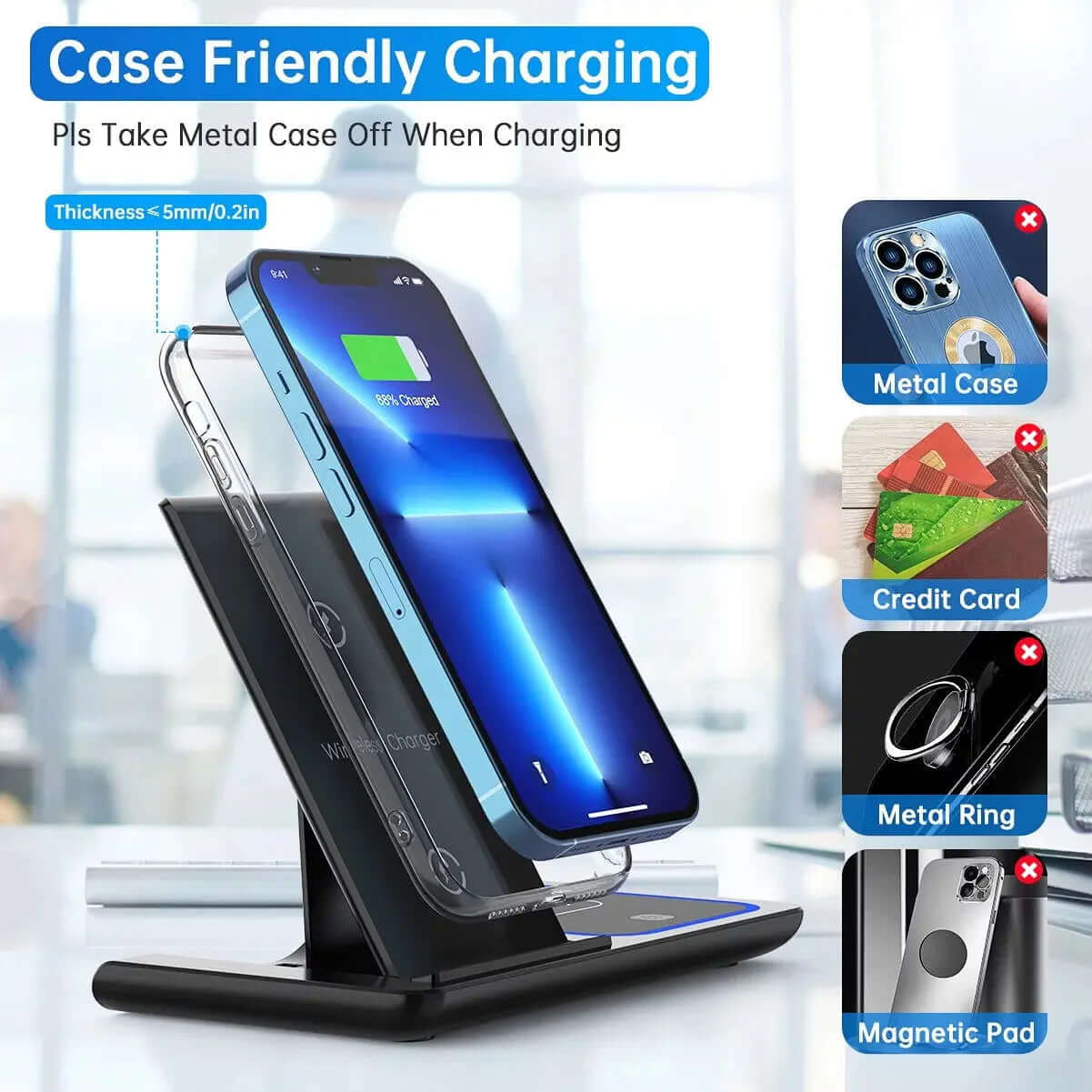 3-in-1 Wireless Charging Station with 18W Fast Charging-Allen Cozy Haven Store