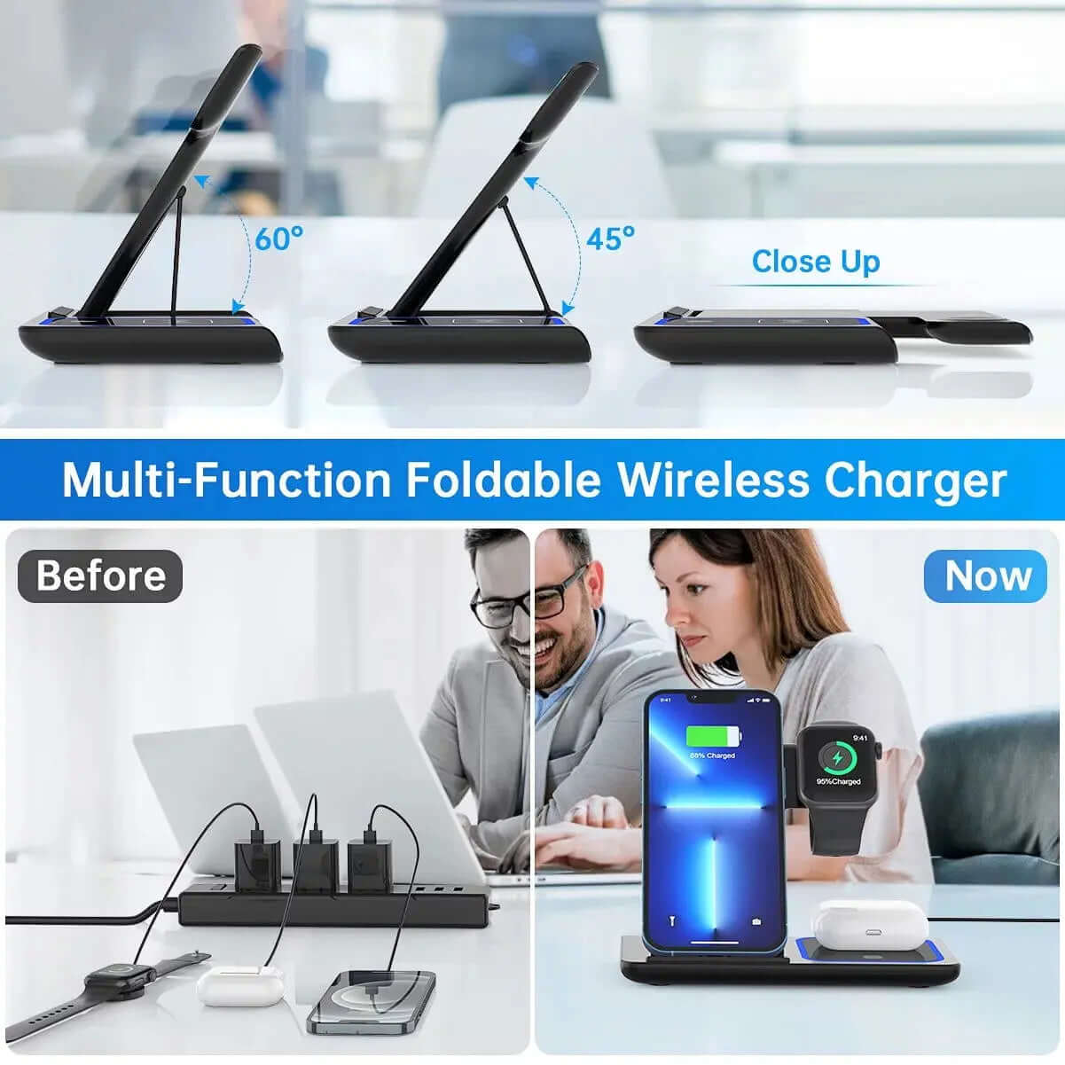 3-in-1 Wireless Charging Station with 18W Fast Charging-Allen Cozy Haven Store